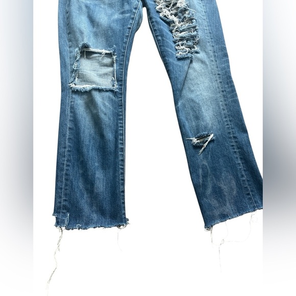 Madewell Mid Rise Distressed Frayed Hem Slim Boyjean Size 29 - Picture 3 of 6
